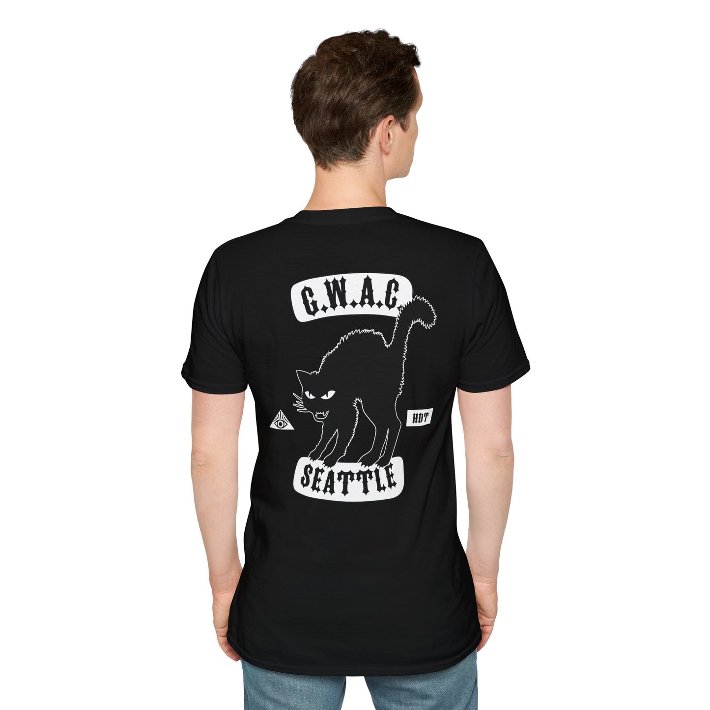 Holy Death Temple - GWAC Cats of Anarchy Black - Unisex Softstyle T-Shirt