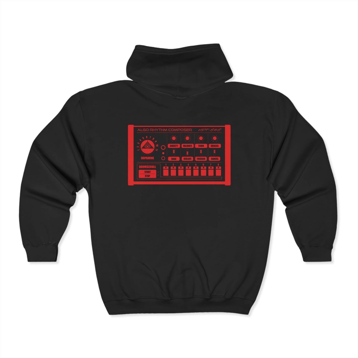 Holy Death Temple - Algo-Rhythm HDT-808 Black - Unisex Heavy Blend™ Full Zip Hoodie