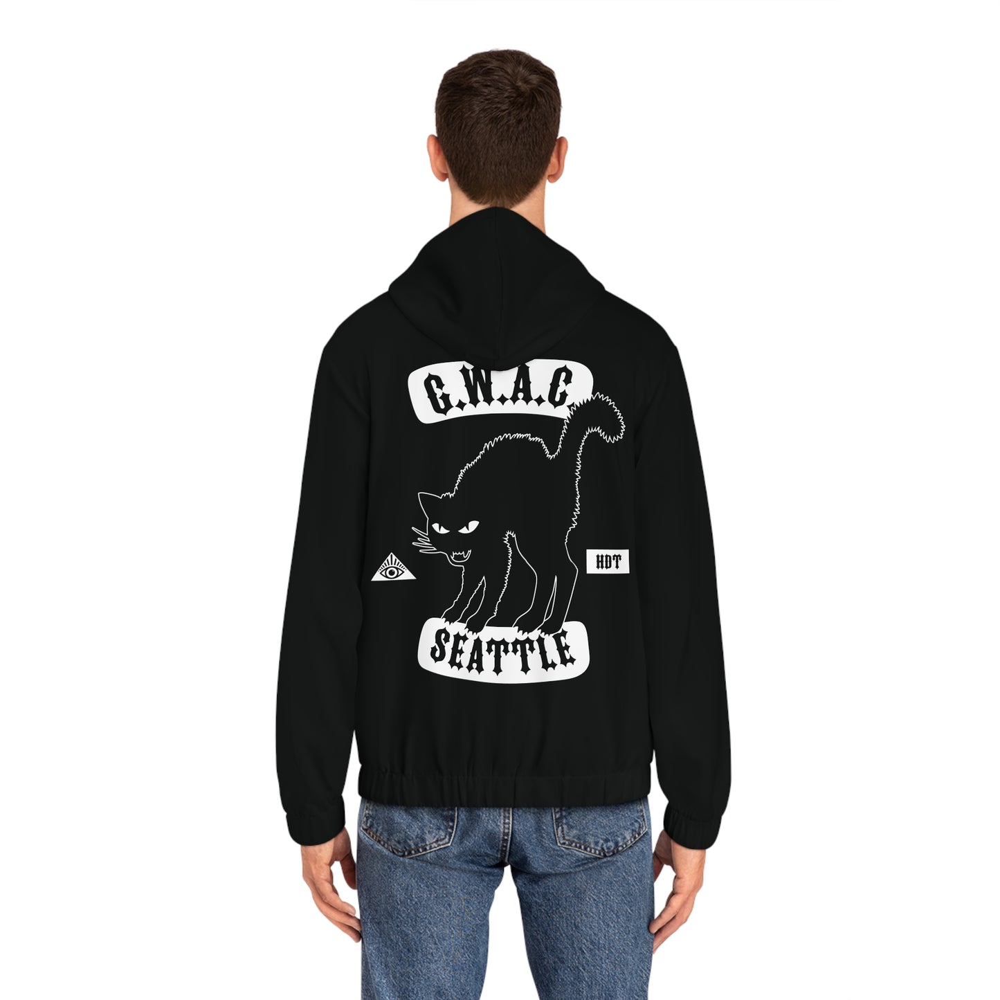Holy Death Temple - GWAC Cats Of Anarchy Black - Men's Full-Zip Hoodie (AOP)