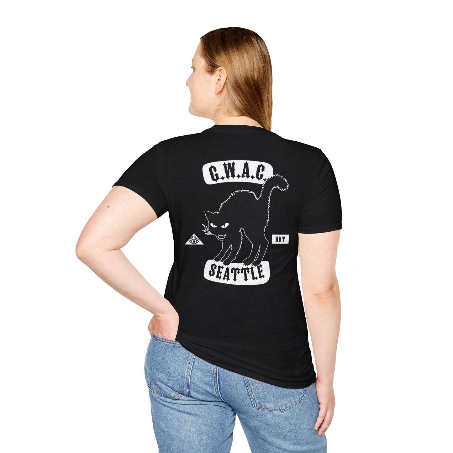 Holy Death Temple - GWAC Cats of Anarchy Black - Unisex Softstyle T-Shirt
